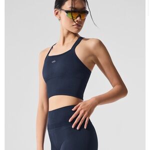 ALO Yoga Seamless Ribbed Favorite Bra Tank Navy Size XS